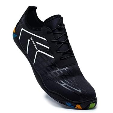 Imagem de Sapatilha Hibrida Neopreme Aquática Esportes Náuticos Mergulhos Natação Bike (34, PretoBranco)