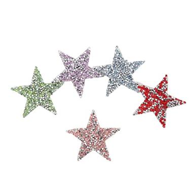 Imagem de Patches de Ferro em Forma de Estrela, 5 peças de Pentagrama de 6cm Adesivos de Ferro para Roupas, Camisetas e Bolsas