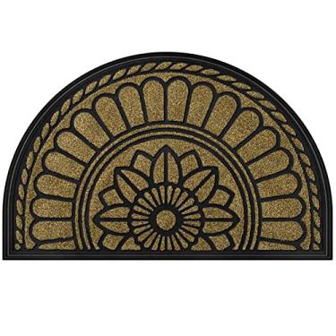 Imagem de Capacho Mibao meio redondo, capacho de entrada de boas-vindas antiderrapante, capachos de borracha durável, capacho resistente de baixo perfil, tapetes de meio círculo para garagem, pátio, áreas de