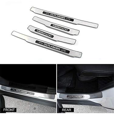 Imagem de 4 peças serve para Mitsubishi Outlander 2013-2020 protetor de placa de proteção de proteção de soleira da porta externa - prata