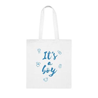 Imagem de Revelação de Gênero para Meninos Sacola, Presente Engraçado, Bolsa de Ombro, Sacos Reutilizáveis, Cesta de Aniversário de Natal Ideia de Presente, Branco