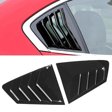 Imagem de Ymiko 2 peças persianas de janela lateral traseira do carro persianas de saída de ar concha persianas cobertura de pára-brisa capa de pára-brisa preto brilhante substituição