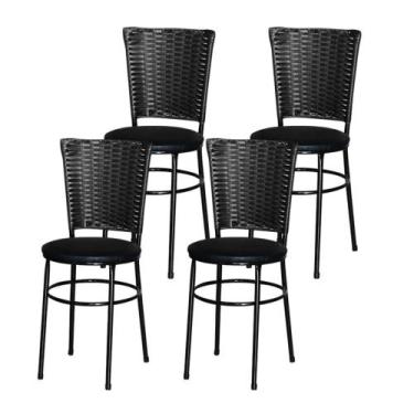 Imagem de Jogo 4 Cadeiras Para Cozinha Preta Hawai Preta - Lamar Design