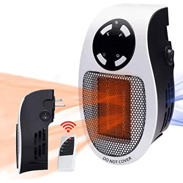 Imagem de VRBFF Mini aquecedor elétrico portátil de 500 W, aquecedor de ventilador térmico prático, aquecedor de plugue pequeno, 2 configurações de calor proteção contra superaquecimento para escritório e casa