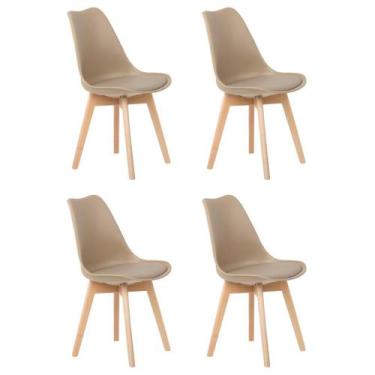 Imagem de Kit 4 Cadeiras Jantar Eames Wood Leda Design Estofada Fendi - Soffi