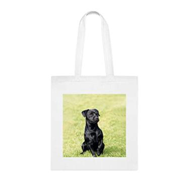 Imagem de Retrato de Patterdale Terrier em uma bolsa de jardim, presente para cachorro Patterdale Terrier, aniversário de cachorro Patterdale Terrier sacola reutilizável para cães Patterdale Terrier, Branco