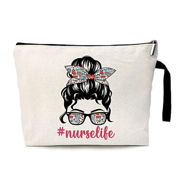 Imagem de Nurse Life Bolsa de cosméticos engraçada para enfermeiras, para viagem, bolsa de armazenamento com zíper, bolsa de maquiagem, presentes de aniversário de enfermeira, presentes de graduação de
