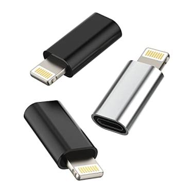 Imagem de Pacote com 3, USB C fêmea para compatível com adaptador macho Lightning tipo C conector de cabo de carregamento para Apple Compatível com iPhone 12 11Pro Max mini X/XR/XS/8/7Plus para conversor de iPad Air