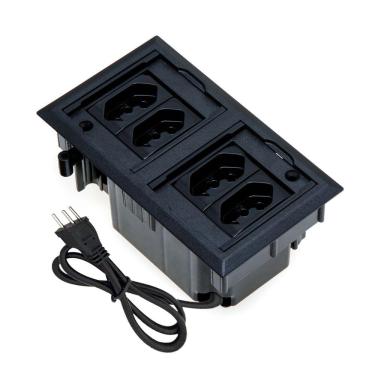 Imagem de Caixa De Tomada 4 Blocos Embutir 4 Tomadas 20A Preto