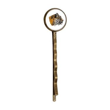 Imagem de Cabeça de tigre Close-up King Animal Wild Retro Metal Hair Bobby Pin Headwear