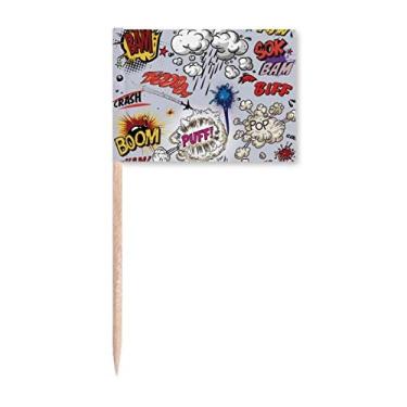 Imagem de Caixa de diálogo de desenho animado, diagrama de palito, bandeiras marcadoras para decoração de festa