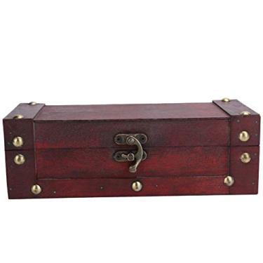 Imagem de Caixas de madeira vintage, caixa de armazenamento de madeira decorativa, baú de joias, caixa de madeira pequena decorativa com tampa, caixa de madeira, organizador para armazenamento de joias(Red)