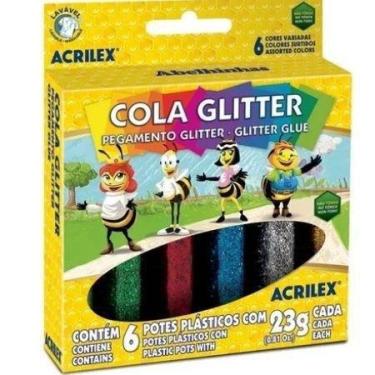 Imagem de Cola Colorida Glitter Com 6 Cores 23 G Cada - Acrilex