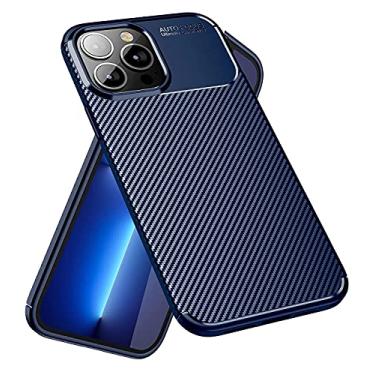Imagem de Capa Capinha Anti Impacto Para iPhone 13 Mini, 13, 13 Pro e 13 Pro Max - Case Com Desenho Fibra De Carbono Shock Queda (Azul, iPhone 13 Pro)