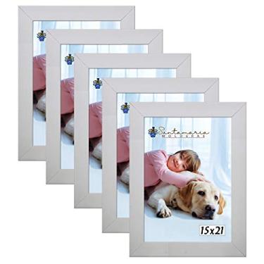 Imagem de Kit 5 Molduras Porta Retrato 15X21 Branco
