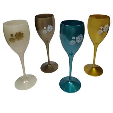 Imagem de Kit Conjunto Mandalas Vinho 4 Taças Coloridas
