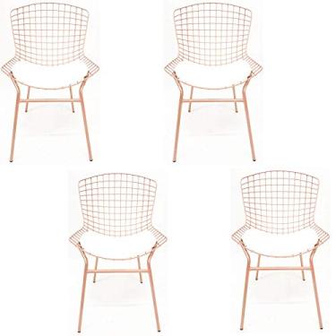 Imagem de Kit 4 Cadeiras BERTÓIA cor Rosê assento branco tubular - Poltronas do Sul