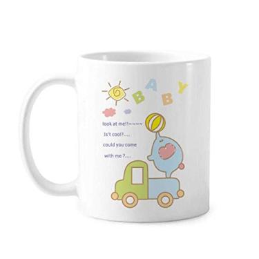 Imagem de Caneca de cerâmica com desenho animado bola de elefante caminhão caneca de cerâmica café porcelana louça