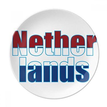 Imagem de Placa de nome da bandeira dos Países Baixos Decorativa de Porcelana Salver Talheres Prato de jantar