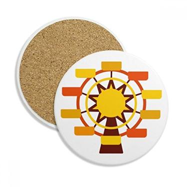 Imagem de Caneca porta-copos com ilustração colorida do parque de diversões, pedra absorvente de proteção de mesa