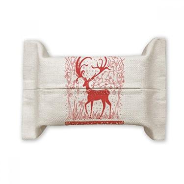 Imagem de Bolsa de linho de algodão com estampa de animal de cervo vermelho para corte de papel para lenços faciais