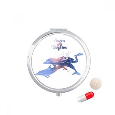 Imagem de Caixa de comprimidos Swim with Dolphins Illustrate Pocket Medicine Storage Box Dispenser recipiente