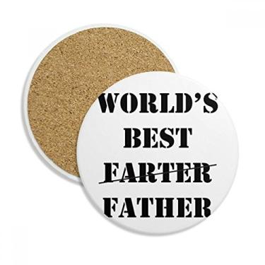 Imagem de Caneca de porta-copos com citação Best Father do mundo, caneca de proteção de mesa, pedra absorvente