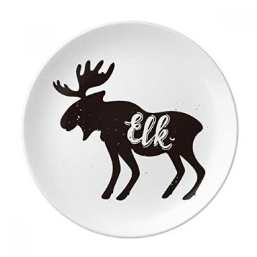 Imagem de Prato de animal preto e branco de alce decorativo de porcelana Salver louças de jantar