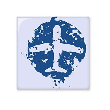 Imagem de Azulejo de cerâmica brilhante com desenho de avião azul