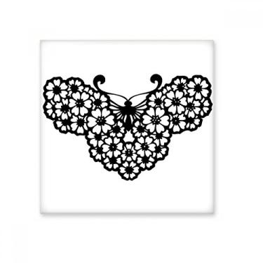 Imagem de Borboleta com asas florais, azulejo de cerâmica, decalque brilhante, pedra adornada de tijolos esmaltados