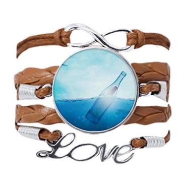 Imagem de DIYthinker Pulseira de vidro oceano com pingente de corda de amor e corrente para presente