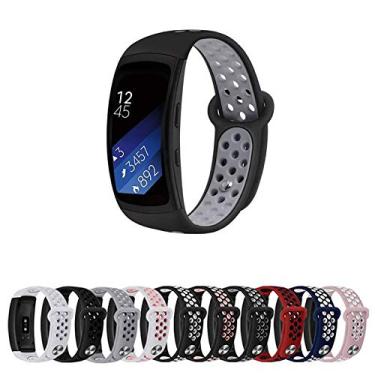 Imagem de Pulseira Silicone Sport para Samsung Gear Fit 2 Pro R360 R365 - Preto/Cinza - Marca Ltimports