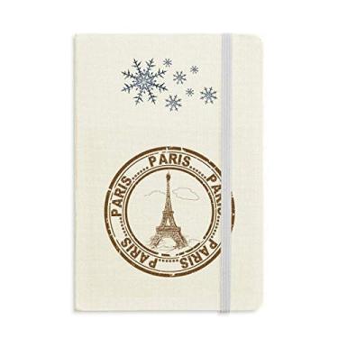 Imagem de Paris França Torre Eiffel Clássica Country City Caderno Grosso Diário Flocos de Neve Inverno