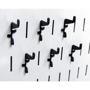 Imagem de Wall Control Pacote de ganchos com fenda padrão - ganchos de metal ranhurados para quadro de pegboard e placa de ferramentas ranhurada - preto