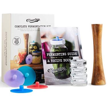 Imagem de Masontops Kit completo de fermentação de pote de pedreiro – Kit de picles, kit de fabricação de chucrute, recipiente Kimchi – tampas de fermentação para airlock frascos de boca larga