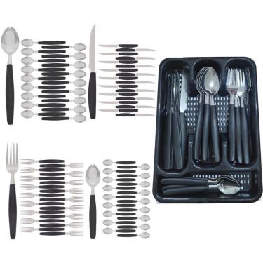 Imagem de Kit Faqueiro Berlim Preto Inox 72 Pçs C/ 3 Porta Talheres