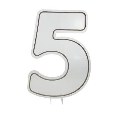 Imagem de Painel Luminoso Letreiro Criativo NÚMERO 5 - Neon LED Branco