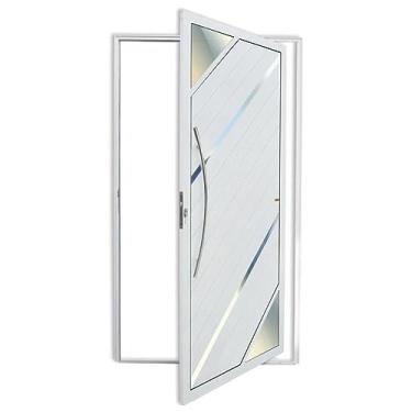Imagem de Porta de Alumínio Pivotante Lambril 210x120cm com Puxador Oasis Super Brimak Branco