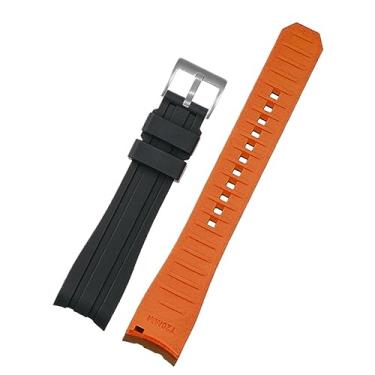 Imagem de RAYESS Cor dupla para Rolex Citizen Seiko pulseira de silicone acessórios de relógio masculinos boca de arco pulseira pulseira cinto de relógio 20mm 22mm pulseiras (cor: preto laranja
