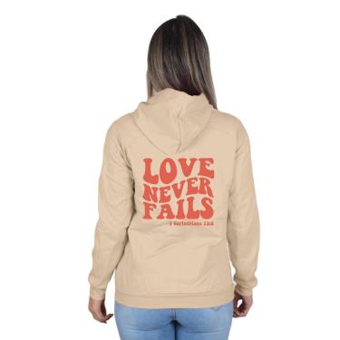 Imagem de Moletom Feminino Blusa de Frio Canguru Love Never Fails-Feminino