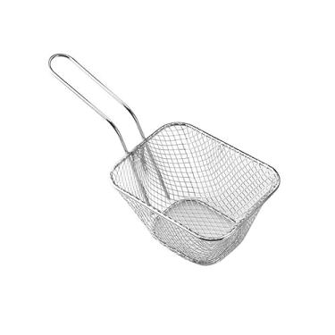 Imagem de Filtro de alimentos mini batatas fritas cesta chips cesta de fritura fritadeira chef de cozinha cesta de aço inoxidável escorredor ferramentas utensílios de cozinha (cor: prata S)