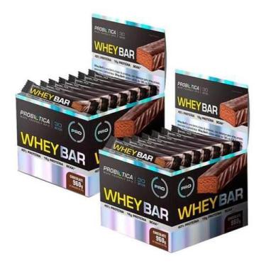 Imagem de Kit 2X Cxs Whey Bar Caixa 24 Barras - Chocolate - Probiotica