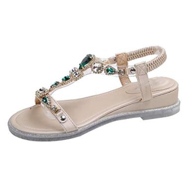 Imagem de 1 Par sandálias boêmias sandálias da moda feminina sapatos de mulher sapatos de meninas sapatos para mulheres sapatos de salto baixo sapatos femininos geléia sapatos de verão pu