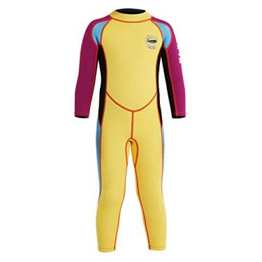 Imagem de Maiô térmico DIVE & SAIL infantil 2,5 mm de manga comprida com proteção UV, Amarelo, Small