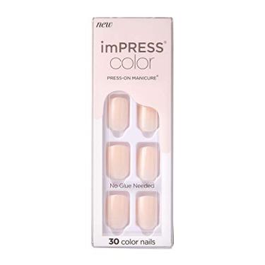 Imagem de KISS Manicure colorida imPRESS, kit de unhas de gel, tecnologia PureFit, comprimento curto, "ponta rosa", manicure de cor sólida sem polimento, inclui almofada de preparação, mini
