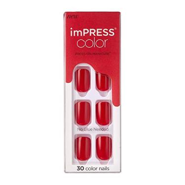 Imagem de (Reddy or Not) - KISS imPRESS Colour Press-On Manicure, Gel Nail Kit, PureFit Technology, Short Length, "Reddy or Not", Polish-Free Solid Colour Mani, Includes Prep Pad, Mini File, Cuticle Stick, and 30 Fake Nails