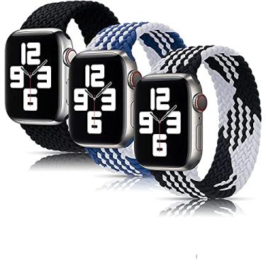 Imagem de Hoopyeecase 3 Pacote Solo Loop pulseira de relógio Compatível com Trançado Esporte Apple Watch Band 38mm 40mm 42mm 44mm, Suave Alongado Trançado Pulseira para iWatch Series 1/2/3/4/5/6/SE.