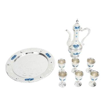 Imagem de Conjunto de Cafeteira Vintage, Liga de Zinco Conjunto de Cafeteira Vintage Com 6 Xícaras de chá Conjunto de Xícaras de Metal Multiuso Estilo retrô Luxuoso para café Turco chá