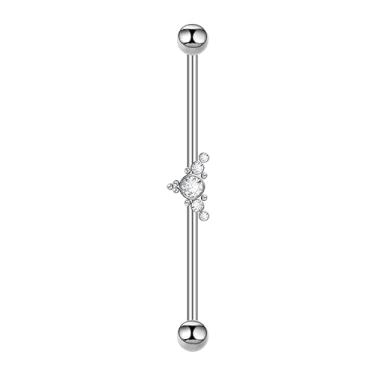 Imagem de Brincos de barra industrial de diamante para mulheres e homens brinco de cartilagem de barra longa ouro/prata aço inoxidável piercing corporal joias 14G 38mm, Metal, Zircônia cúbica