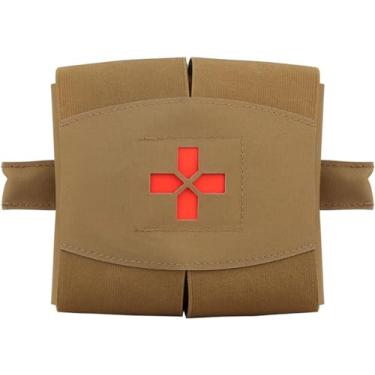 Imagem de Cinto tático IFAK bolsa pequena bolsa médica de primeiros socorros EDC Med bolsa pacote EMT de sobrevivência de emergência com rede de torniquete para colete de cinto de serviço, bronzeado